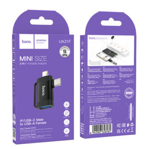 Hoco OTG Adapter 2 in 1 USB-C & Lightning to USB UA31F - Black