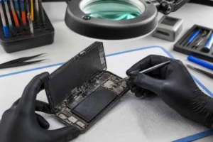 Inspection d’un téléphone endommagé par l’eau à Joliette